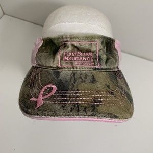 Farm Bureau Insurance Camo Pink Breast Cancer Ribbon Strapback Visor Cap